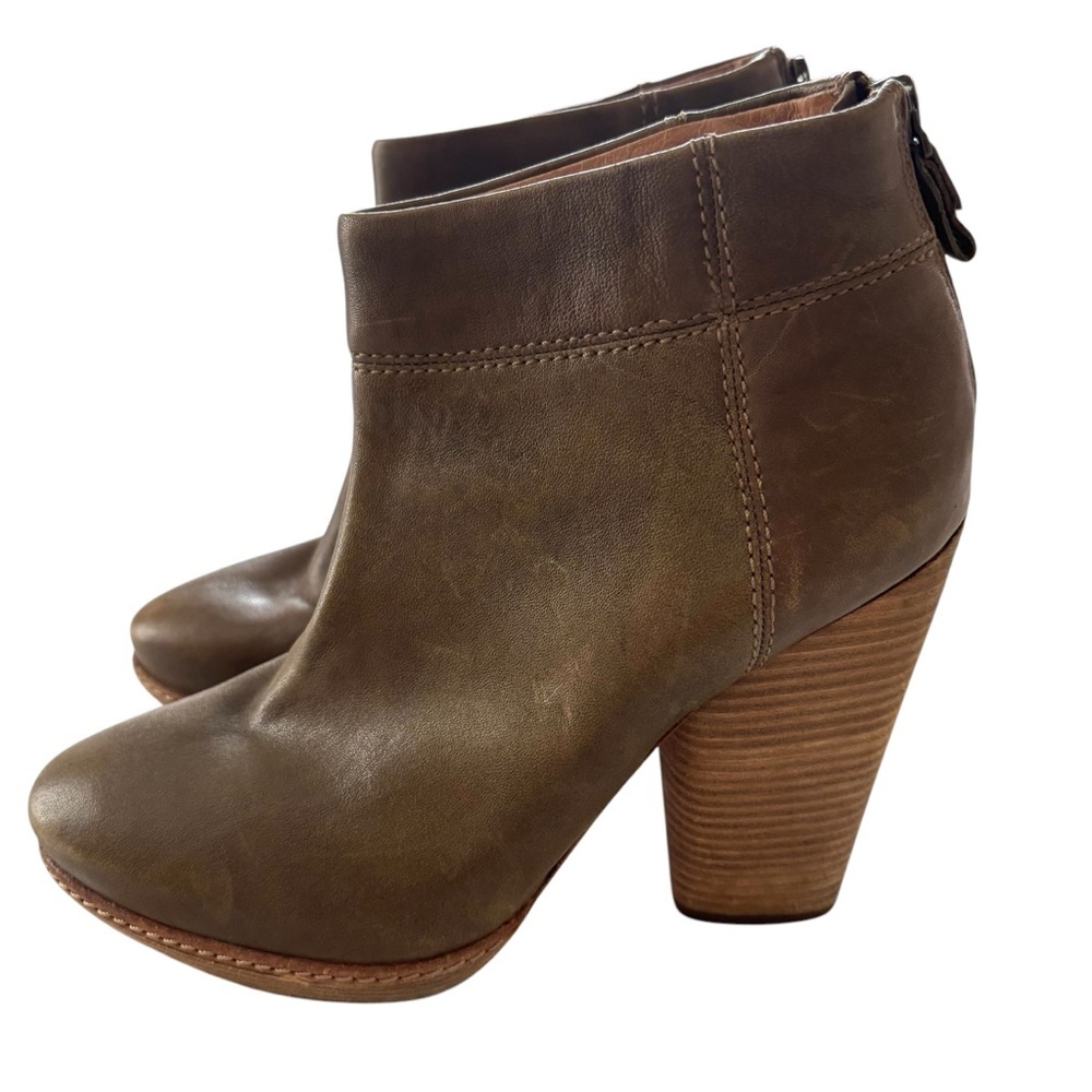 Modern Vintage Allison heeled Bootie Boots Olive Green SZ 8 Worn 2X Euro 38.5